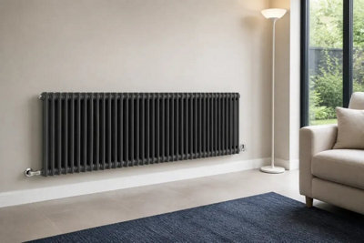 Planet Radiators 2 Column 600 x 1415mm Cast Iron Style Radiator Anthracite