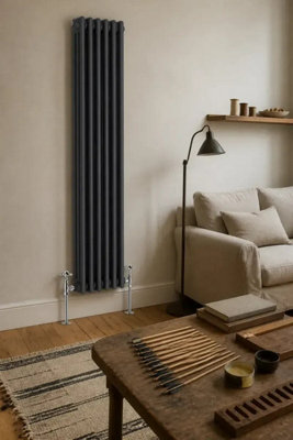 Planet Radiators 3 Column 1800 x 290mm Cast Iron Style Radiator Anthracite