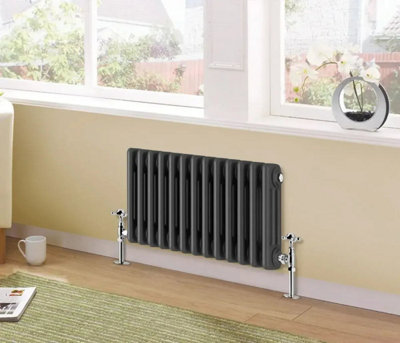 Planet Radiators 3 Column 300 x 605mm Cast Iron Style Radiator Anthracite