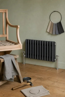 Planet Radiators 3 Column 450 x 425mm Cast Iron Style Radiator Anthracite