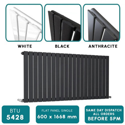 Planet Radiators Flat Panel Single 600 x 1668 Black