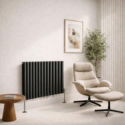 Planet Radiators Oval Panel Double 400 x 840mm Cast Iron Style Radiator ...