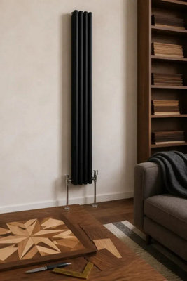 Planet Radiators Three Column 1500 x 200mm Cast Iron Style Radiator Black