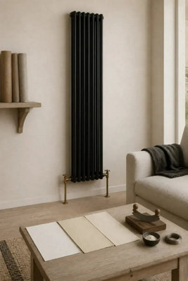 Planet Radiators Three Column 1500 x 290mm Cast Iron Style Radiator Black