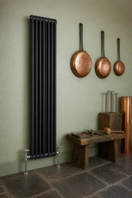 Planet Radiators Three Column 1500 x 380mm Cast Iron Style Radiator Black