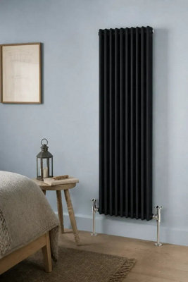 Planet Radiators Three Column 1500 x 470mm Cast Iron Style Radiator Black