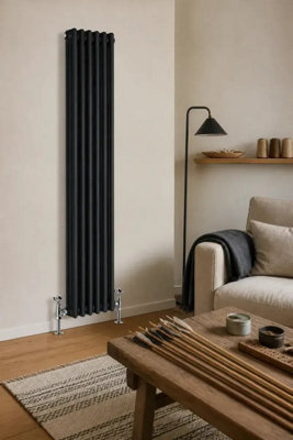 Planet Radiators Three Column 1800 x 290mm Cast Iron Style Radiator Black
