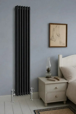 Planet Radiators Three Column 1800 x 380mm Cast Iron Style Radiator Black