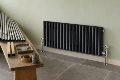 Planet Radiators Three Column 300 x 1010mm Cast Iron Style Radiator Black