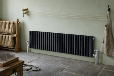 Planet Radiators Three Column 300 x 1190mm Cast Iron Style Radiator Black