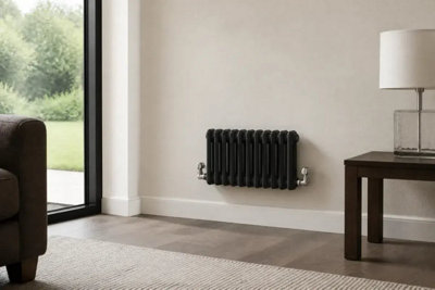 Planet Radiators Three Column 300 x 425mm Cast Iron Style Radiator Black
