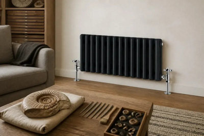 Planet Radiators Three Column 300 x 605mm Cast Iron Style Radiator Black