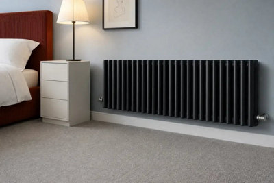 Planet Radiators Three Column 450 x 1190mm Cast Iron Style Radiator Black