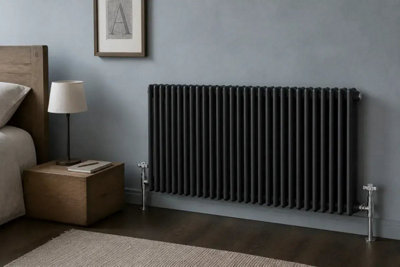 Planet Radiators Three Column 600 x 1190mm Cast Iron Style Radiator Black