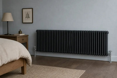 Planet Radiators Three Column 600 x 1415mm Cast Iron Style Radiator Black