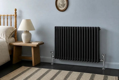 Planet Radiators Three Column 600 x 785mm Cast Iron Style Radiator Black