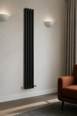 Planet Radiators Two Column 1500 x 200mm Cast Iron Style Radiator Black