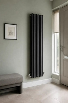 Planet Radiators Two Column 1500 x 380mm Cast Iron Style Radiator Black