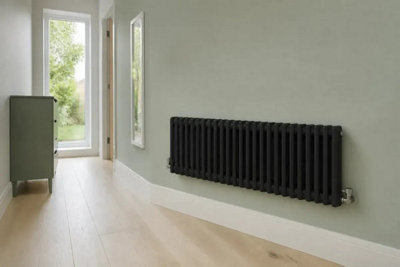 Planet Radiators Two Column 300 x 1010mm Cast Iron Style Radiator Black