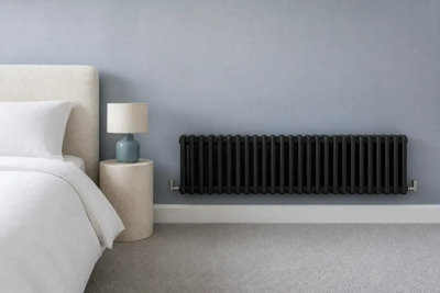 Planet Radiators Two Column 300 x 1190mm Cast Iron Style Radiator Black