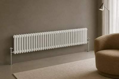 Planet Radiators Two Column 300 x 1190mm Cast Iron Style Radiator White