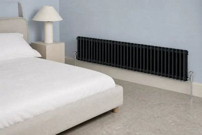 Planet Radiators Two Column 300 x 1415mm Cast Iron Style Radiator Black