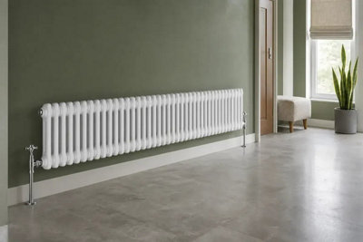 Planet Radiators Two Column 300 x 1415mm Cast Iron Style Radiator White