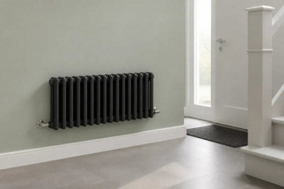 Planet Radiators Two Column 300 x 605mm Cast Iron Style Radiator Black