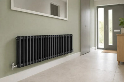 Planet Radiators Two Column 300 x 785mm Cast Iron Style Radiator Black
