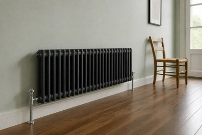 PLANET RADIATORS TWO COLUMN 450 X 1190MM CAST IRON STYLE RADIATOR BLACK