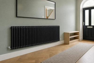 Planet Radiators Two Column 600 x 1415mm Cast Iron Style Radiator Black