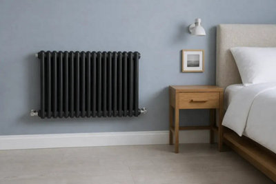 Planet Radiators Two Column 600 x 785mm Cast Iron Style Radiator Black