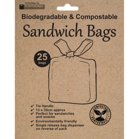 Planit Biodegradable Sandwich Plastic Bags (Pack Of 25) May Vary (One Size)