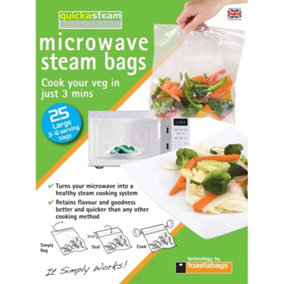 Planit Quickasteam Microwave Steam Bags (Pack of 25) Clear (L)