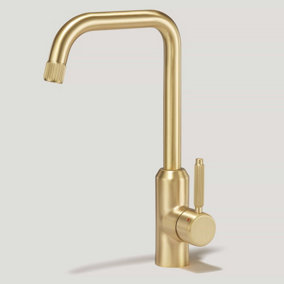 Plank Hardware ARMSTRONG Grooved Kitchen Mixer Tap - Brass