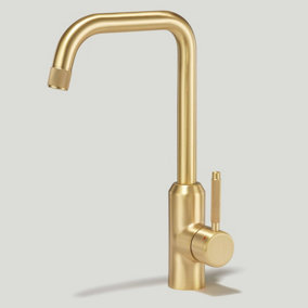 Plank Hardware ARMSTRONG Swirled Kitchen Mixer Tap - Brass