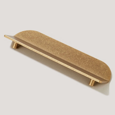 Plank Hardware FOLD Long D Shape Front Mounted Handle - 160mm -  Aged Brass