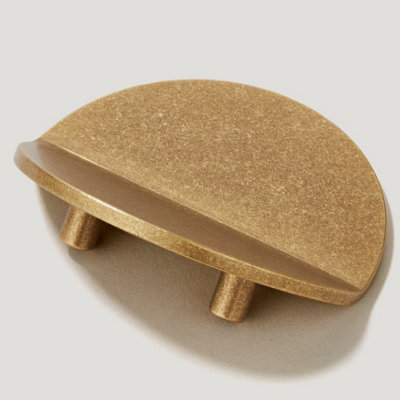 Plank Hardware FOLD Round Front Mounted Handle - 70mm - Aged Brass