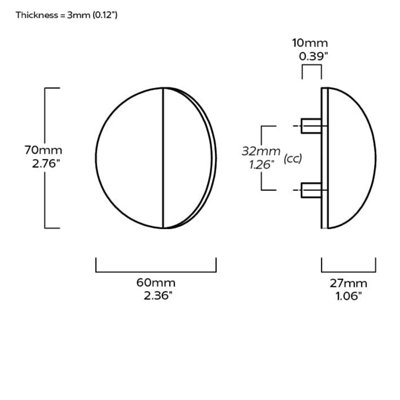 Plank Hardware FOLD Round Front Mounted Handle - 70mm - Aged Brass