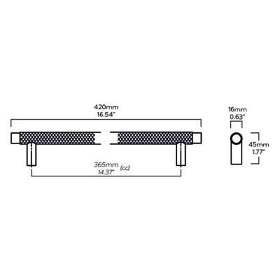 Plank Hardware KEPLER Knurled Closet Bar Handle - 760mm - Black