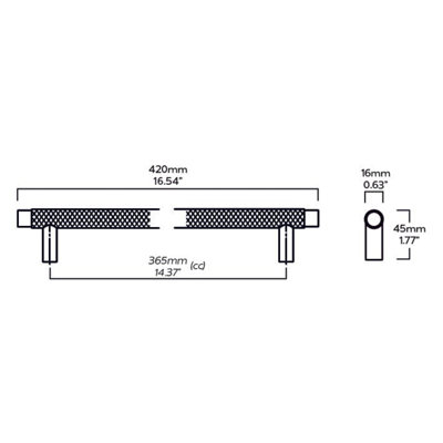 Plank Hardware KEPLER Knurled Closet Bar Handle - 760mm - Stainless Steel