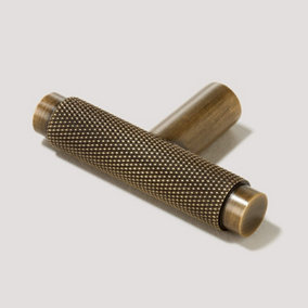 Plank Hardware KEPLER Knurled Single T Handle - 57mm - Antique Brass
