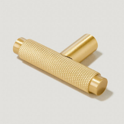 Plank Hardware KEPLER Knurled Single T Handle 57mm Brass DIY at B&Q