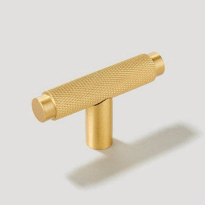 Plank Hardware KEPLER Knurled Single T Handle - 57mm - Brass
