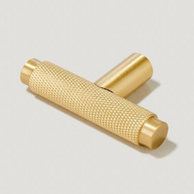 Knurled Cabinet Handle in Satin Brass 96mm - Handle King Ireland