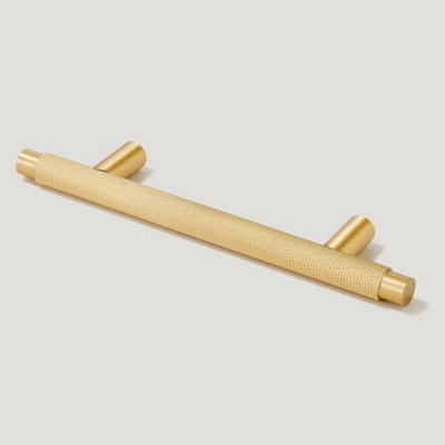 Plank Hardware KEPLER Knurled TBar 160mm Handle Brass DIY at B&Q