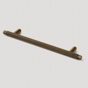 Plank Hardware KEPLER Knurled T-Bar 220mm Handle - Antique Brass