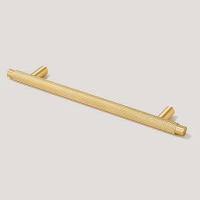 Plank Hardware KEPLER Knurled TBar 220mm Handle Brass DIY at B&Q