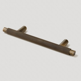 Plank Hardware KEPLER Knurled T-Bar Handle - 160mm - Antique Brass