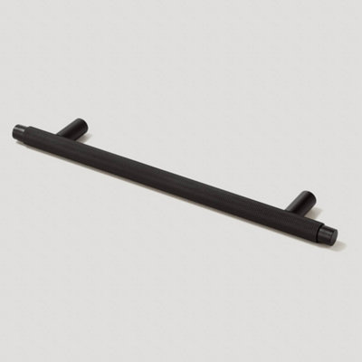 Plank Hardware KEPLER Knurled TBar Handle 220mm Black DIY at B&Q